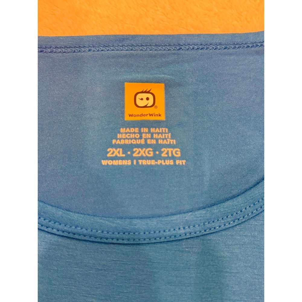 WonderWink Womens 2XL Blue Short Sleeve T-Shirt True-Plus Fit 2209 NEW - Picture 3 of 6
